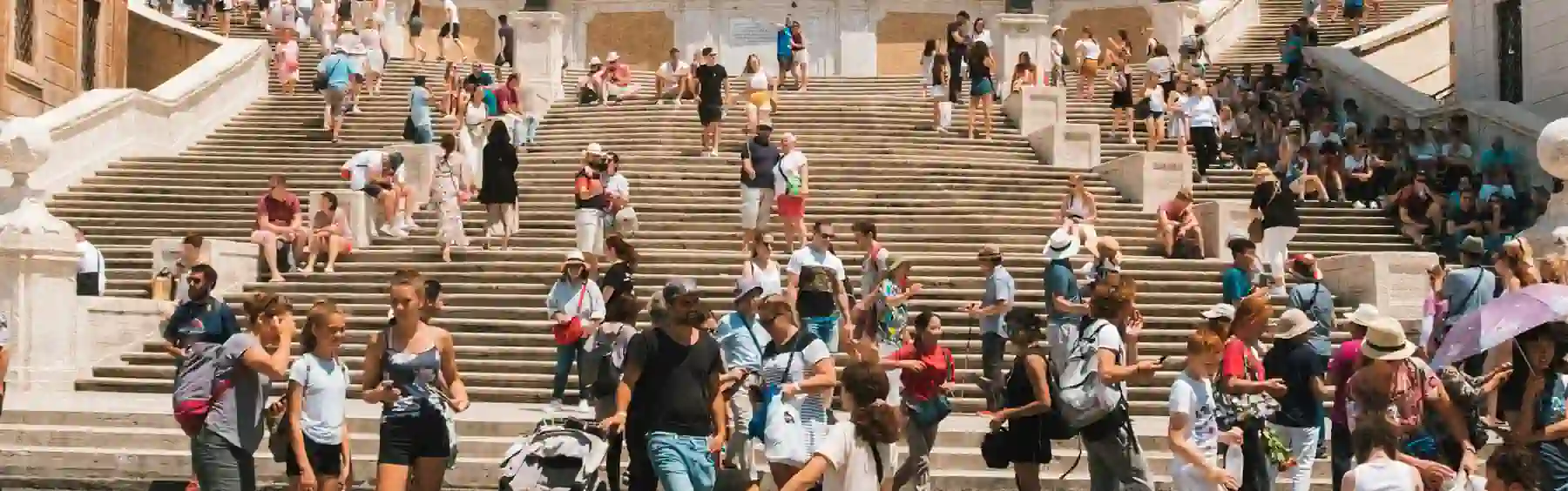 people on crowded steps